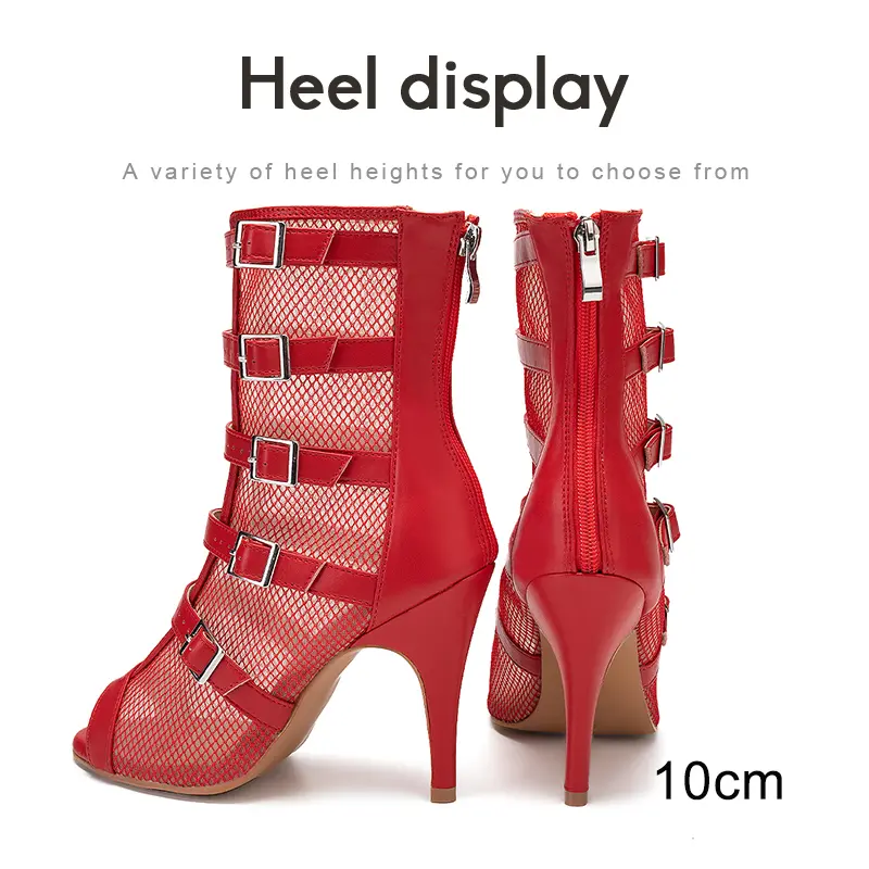 DKZSYIM Women Dance Shoes High Heels Sexy stilettos Latin Shoes Party Boots Red/Beige Salsa Dancing Shoes Ballroom Gilrs 2023