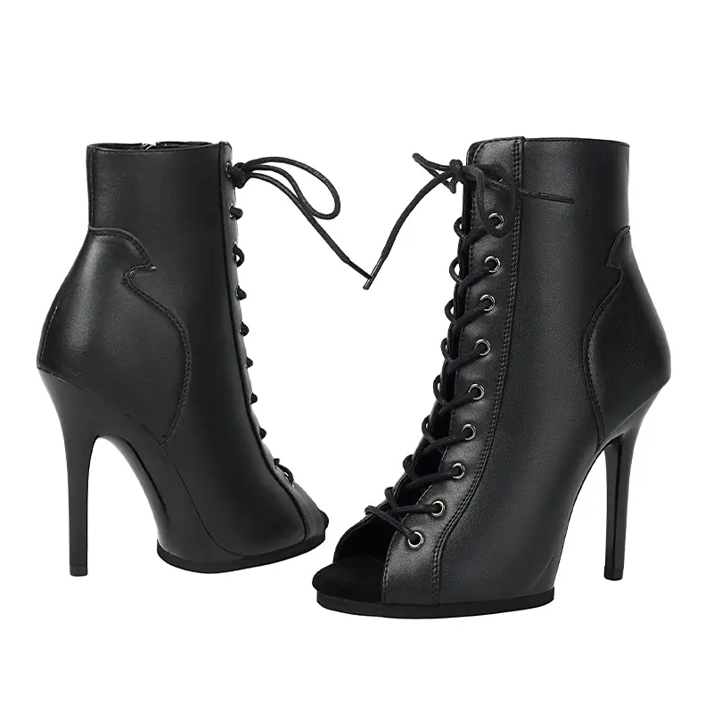 DKZSYIM Woman Dance Shoes lace-up Dance Booties for Ladies Dance Heels Ballroom Shoes Girls Women Sexy Stiletto High Heels