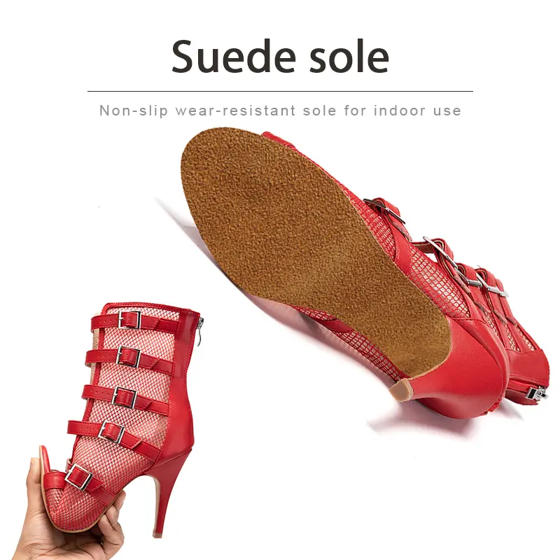 DKZSYIM Women Dance Shoes High Heels Sexy stilettos Latin Shoes Party Boots Red/Beige Salsa Dancing Shoes Ballroom Gilrs 2023
