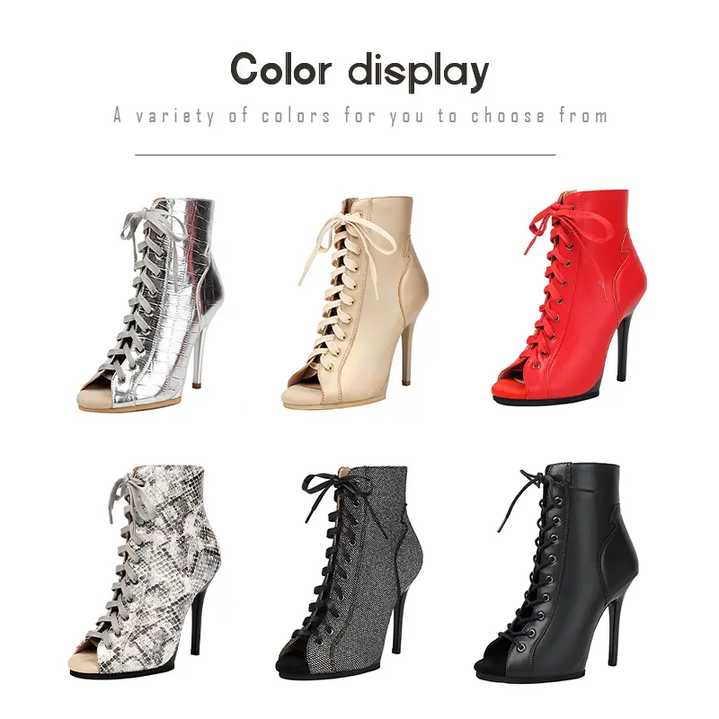 DKZSYIM Woman Dance Shoes lace-up Dance Booties for Ladies Dance Heels Ballroom Shoes Girls Women Sexy Stiletto High Heels