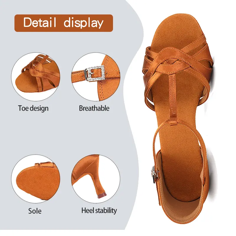 DKZSYIM Women Latin Dance Shoes Ballroom Dance Shoes Silk Tango Party Salsa Dancing Shoes for Ladies Sandals Heel 5/7.5/8.5CM