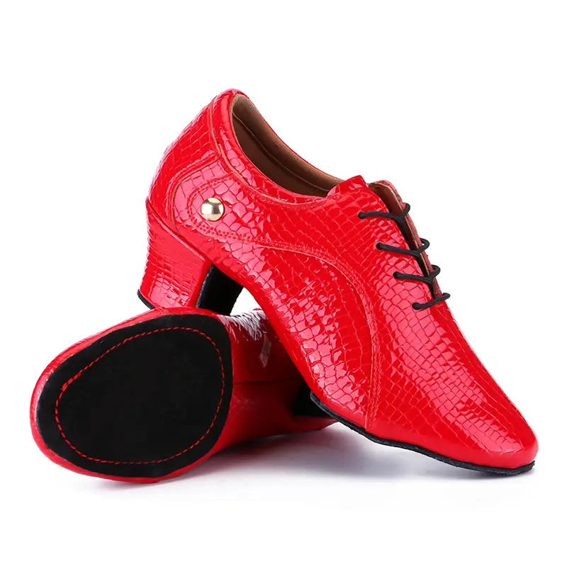 Men/Women Dance Shoes Genuine Leather Heels 3CM Lace-Up Latin Dance Shoes Suede/Rubber Sole 5CM Tango Dancing Shoe High Quality