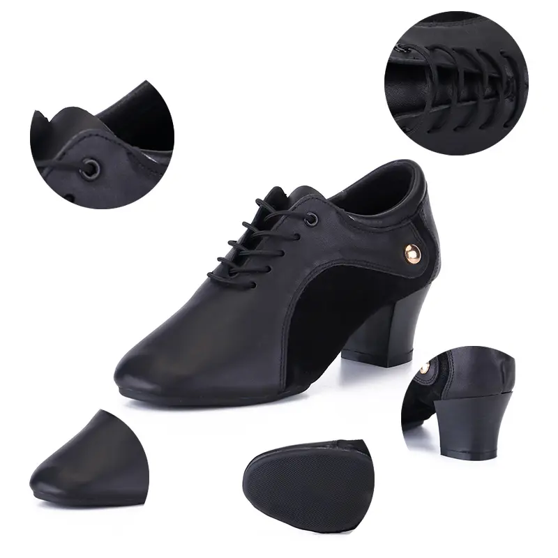 Men/Women Dance Shoes Genuine Leather Heels 3CM Lace-Up Latin Dance Shoes Suede/Rubber Sole 5CM Tango Dancing Shoe High Quality