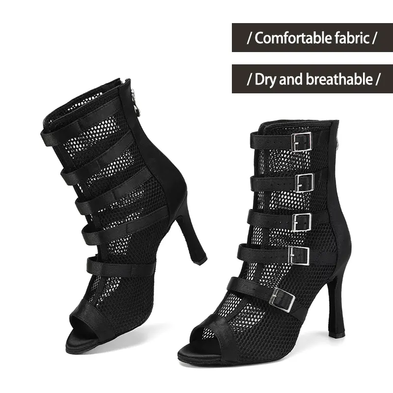 DKZSYIM Women Sexy stilettos High Heels Dance Shoes Latin Women's Party Boots Black Gilrs Salsa Dancing Shoes Ballroom 2023