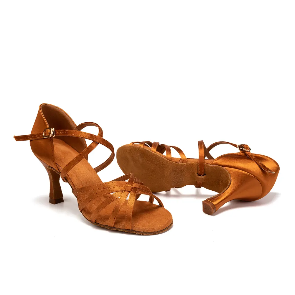DKZSYIM Women Dance Shoes Latin Ballroom Tango Dancing Shoes Silk/PU High Heel Salsa Dance Shoes for Ladies Dance Sandals