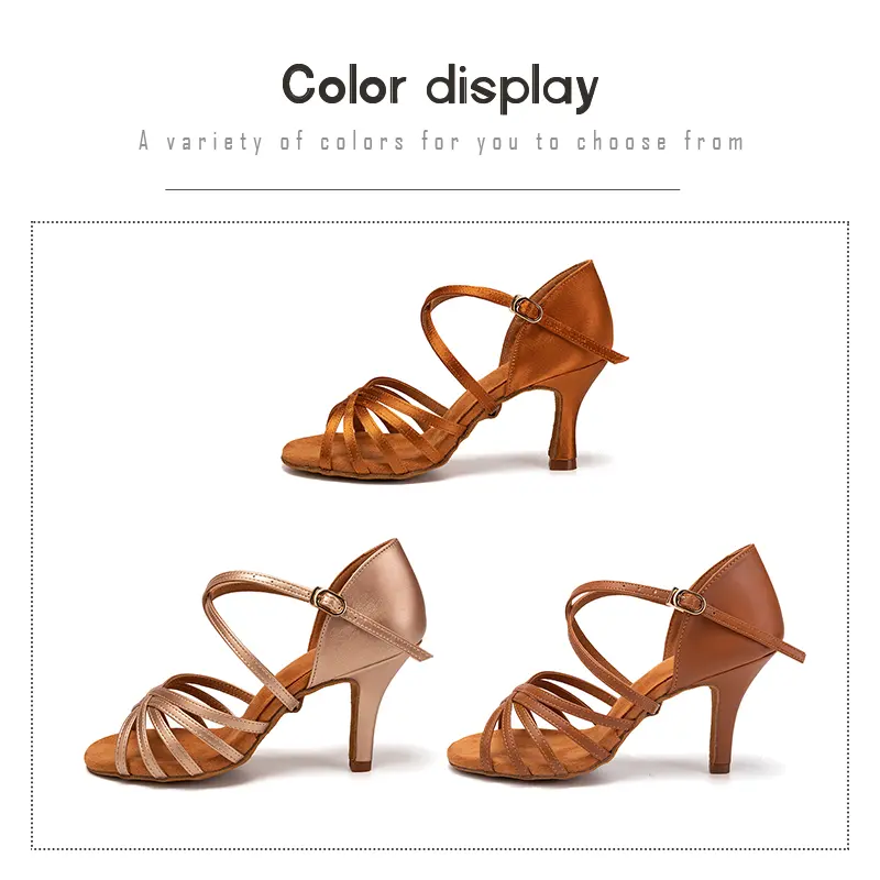 DKZSYIM Women Dance Shoes Latin Ballroom Tango Dancing Shoes Silk/PU High Heel Salsa Dance Shoes for Ladies Dance Sandals