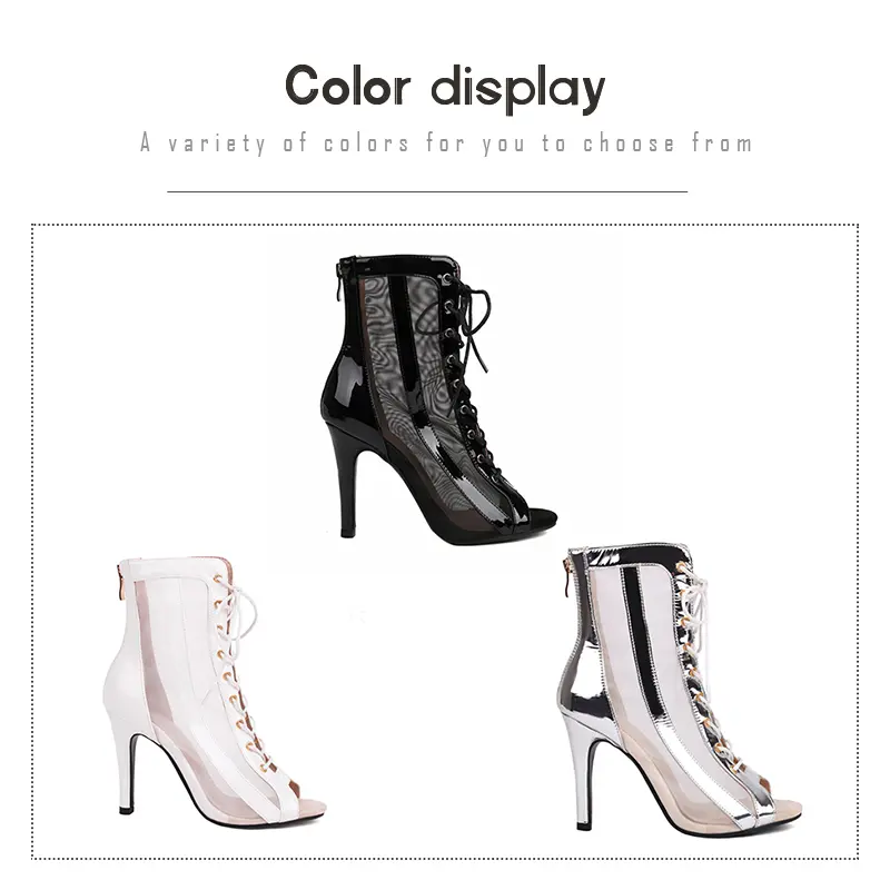 DKZSYIM Women Dance Boots Black Ankle Boots Breathable Salsa Latin Dance Shoes For Ladies Girls Sexy Pole Party Dance Boots