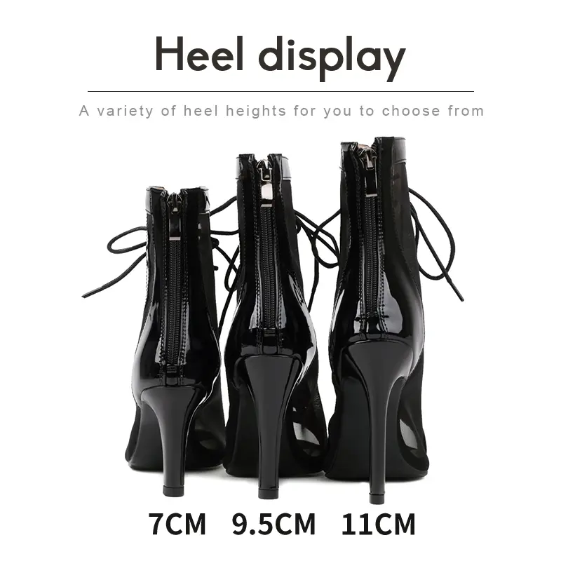 DKZSYIM Women Dance Boots Black Ankle Boots Breathable Salsa Latin Dance Shoes For Ladies Girls Sexy Pole Party Dance Boots