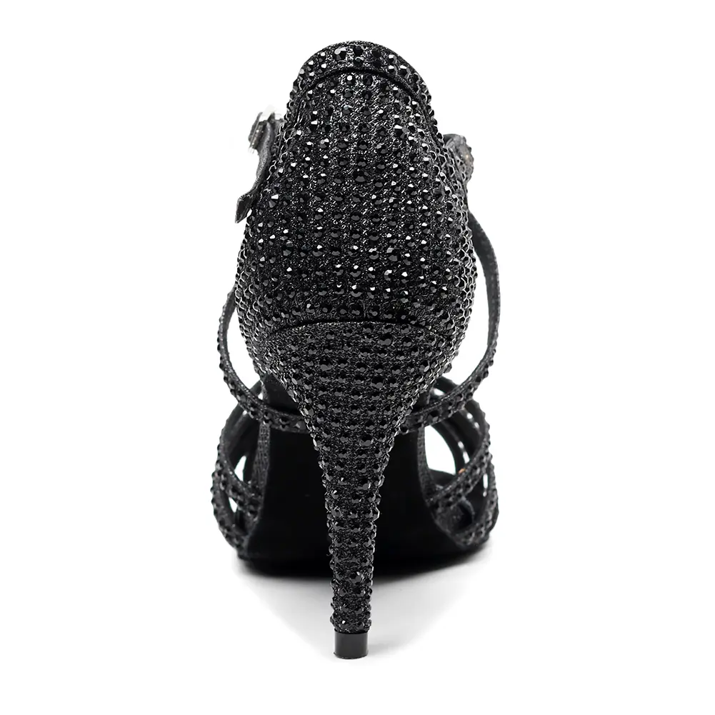 DKZSYIM Women Latin Dance shoes rhineston Ballroom High Heels Tango Shoes Salsa Sandals Girls Fashion Dancing Shoes Ladies