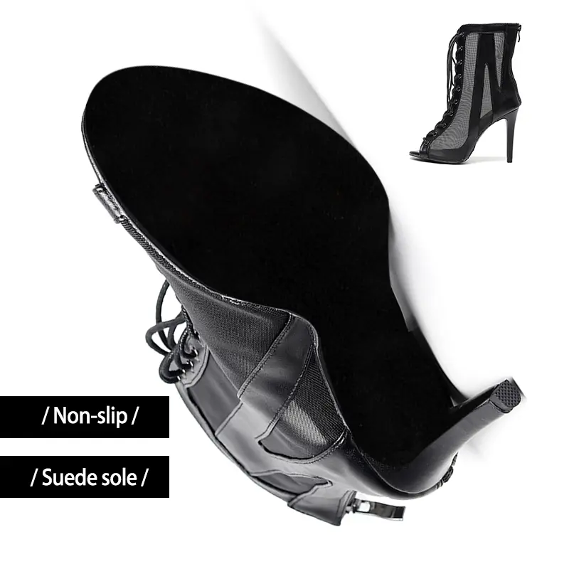 DKZSYIM Women Black High Heels Dance Shoes Boots Sexy stilettos Pole Tango Party Dance Shoes For Ladies Salsa Ballroom Shoes