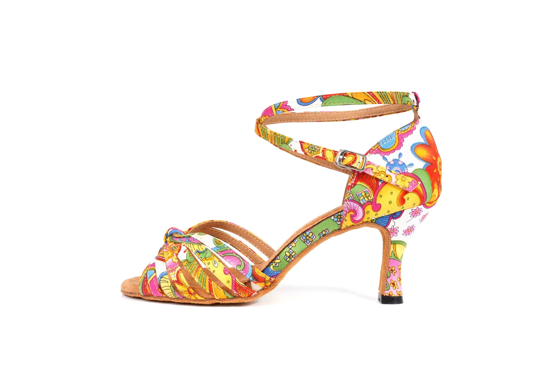 DKZSYIM Latin Dance Shoes For Women Female Ladies Ballroom Tango Dance Shoes Print Flowers Soft Bottom Salsa Dance Shoes 6-10CM