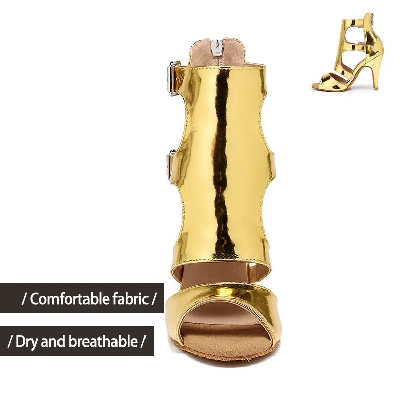 DKZSYIM Women Ballroom Latin Dance Shoes Sexy stilettos Black Fashion Salsa Shoes Dance Boots Tango Party Dance Shoes Ladies