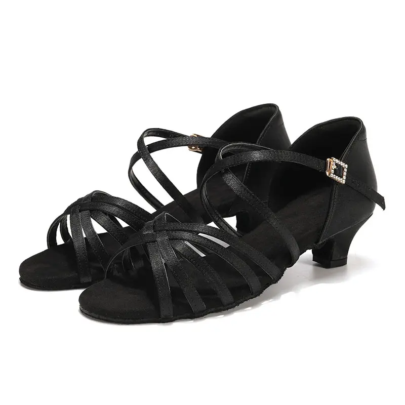 Girls Latin Dance Shoes Ballroom Dancing Shoes For Ladies Women Children Tango Salsa Sandals Low Heels Dance Shoes 4cm Female