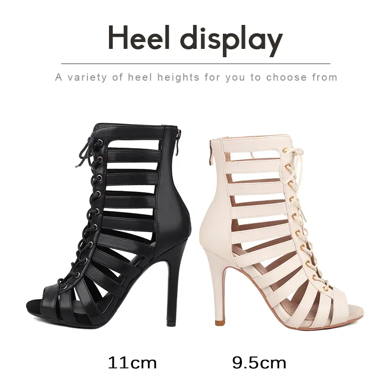 DKZSYIM Sexy Stilettos Woman Black Dance Shoes Peep Toe Boot Pole Latin Booties for Ladies Female Ballroom Party Boots Girls
