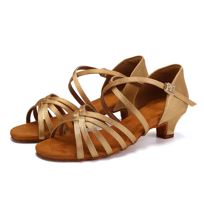Girls Latin Dance Shoes Ballroom Dancing Shoes For Ladies Women Children Tango Salsa Sandals Low Heels Dance Shoes 4cm Female
