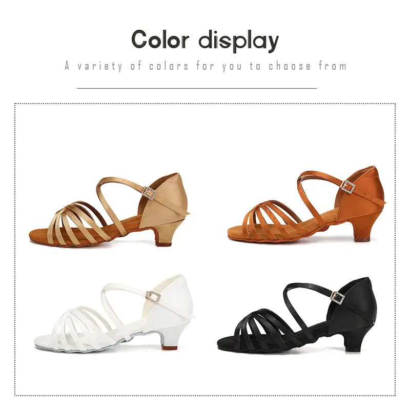 Girls Latin Dance Shoes Ballroom Dancing Shoes For Ladies Women Children Tango Salsa Sandals Low Heels Dance Shoes 4cm Female
