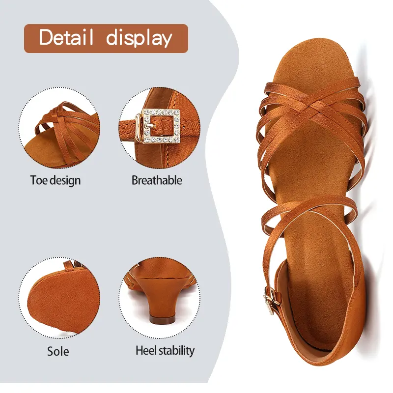 Girls Latin Dance Shoes Ballroom Dancing Shoes For Ladies Women Children Tango Salsa Sandals Low Heels Dance Shoes 4cm Female