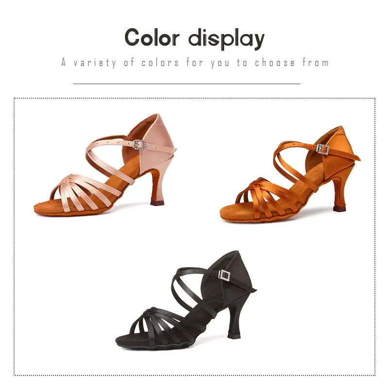 DKZSYIM Women's High Heel Latin Dance Shoes Ballroom Soft Bottom Dance Shoes 5/7.5/9CM Tango Salsa Dance Shoes Rhinestone Buckle