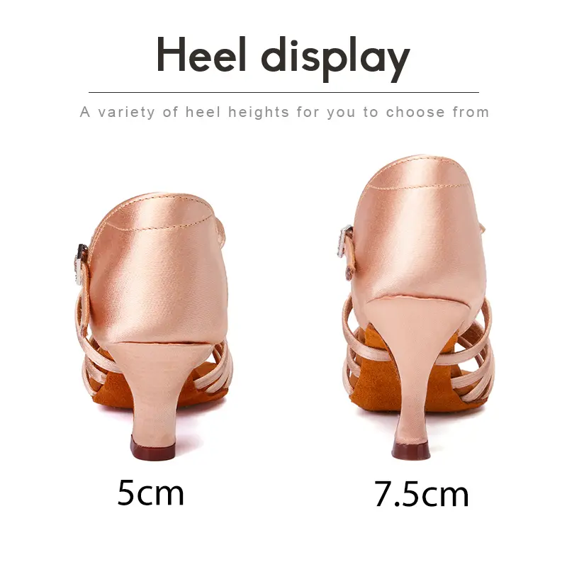 DKZSYIM Women's High Heel Latin Dance Shoes Ballroom Soft Bottom Dance Shoes 5/7.5/9CM Tango Salsa Dance Shoes Rhinestone Buckle