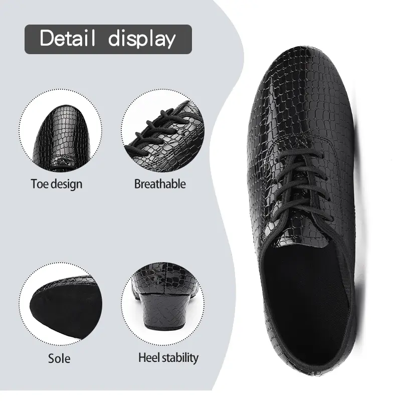 Men Latin Dance Shoes Leather Ballroom Tango Dance Shoes For Boys Adults Lace-Up Teachers shoes Modern Dance Sneaker