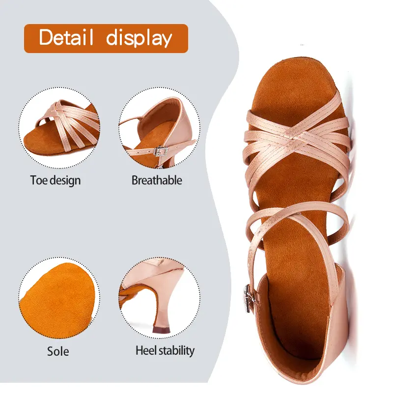 DKZSYIM Women's High Heel Latin Dance Shoes Ballroom Soft Bottom Dance Shoes 5/7.5/9CM Tango Salsa Dance Shoes Rhinestone Buckle