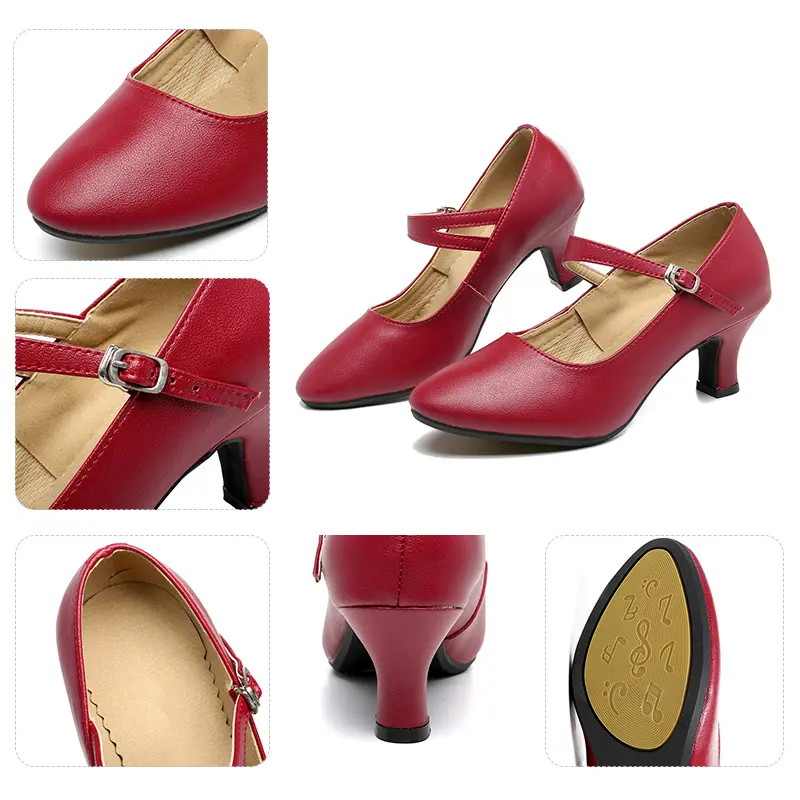 DKZSYIM Women Standard Dance Shoes Low Heels 3.5/5.5CM Ballroom Girls Modern Dance Shoes Red/Black/Gold Latin Dance Shoes Women