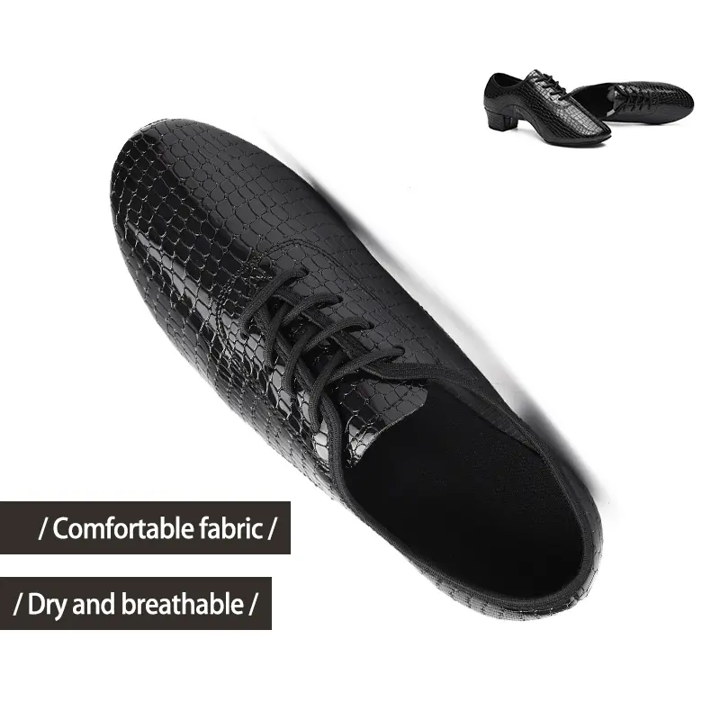 Men Latin Dance Shoes Leather Ballroom Tango Dance Shoes For Boys Adults Lace-Up Teachers shoes Modern Dance Sneaker