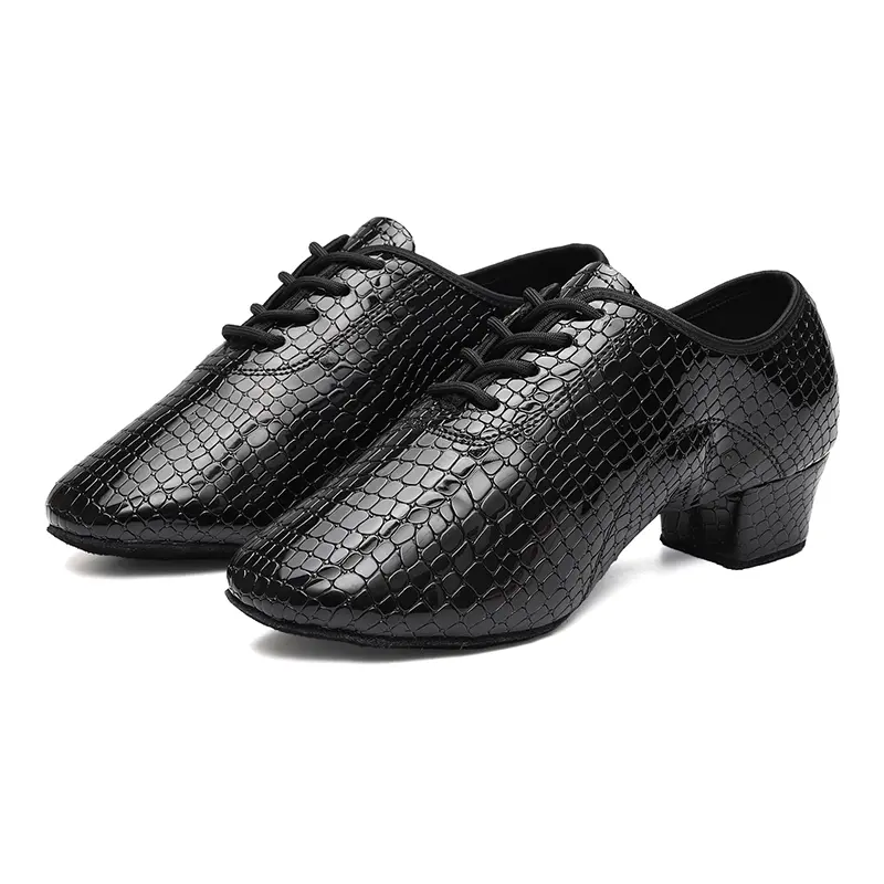 Men Latin Dance Shoes Leather Ballroom Tango Dance Shoes For Boys Adults Lace-Up Teachers shoes Modern Dance Sneaker
