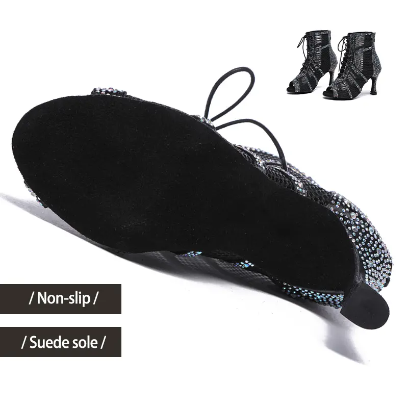 DKZSYIM Women High Heels Dance Shoes Latin Sexy stilettos Women's Party Boots Black Gilrs Salsa Dancing Shoes Ballroom 2023