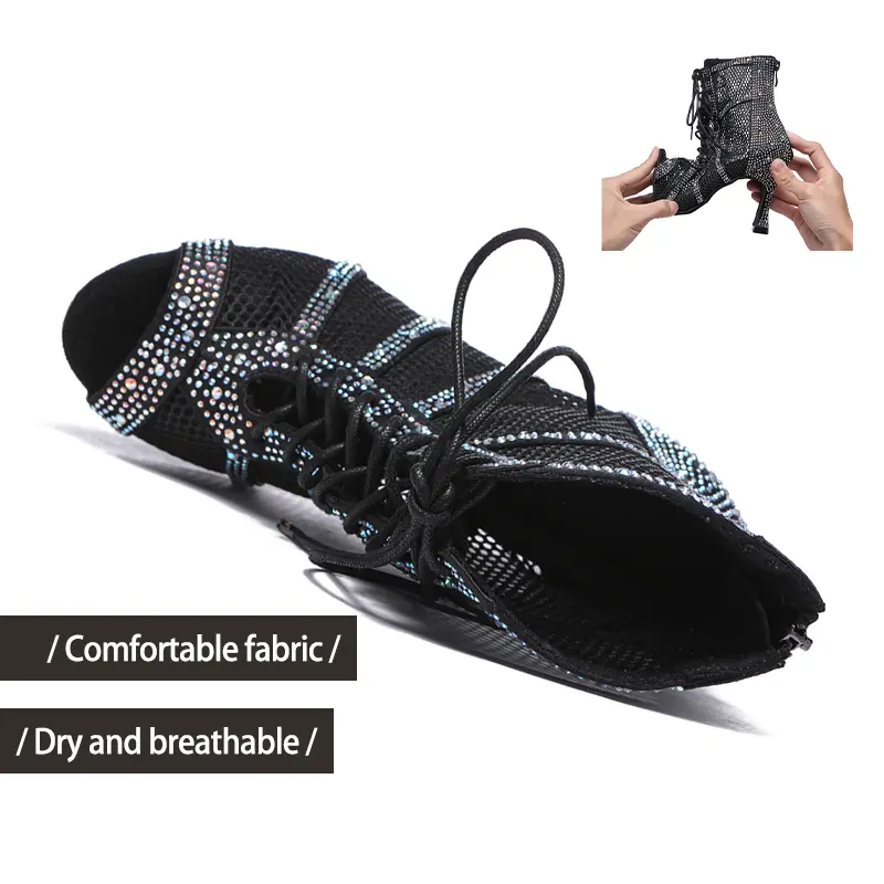 DKZSYIM Women High Heels Dance Shoes Latin Sexy stilettos Women's Party Boots Black Gilrs Salsa Dancing Shoes Ballroom 2023