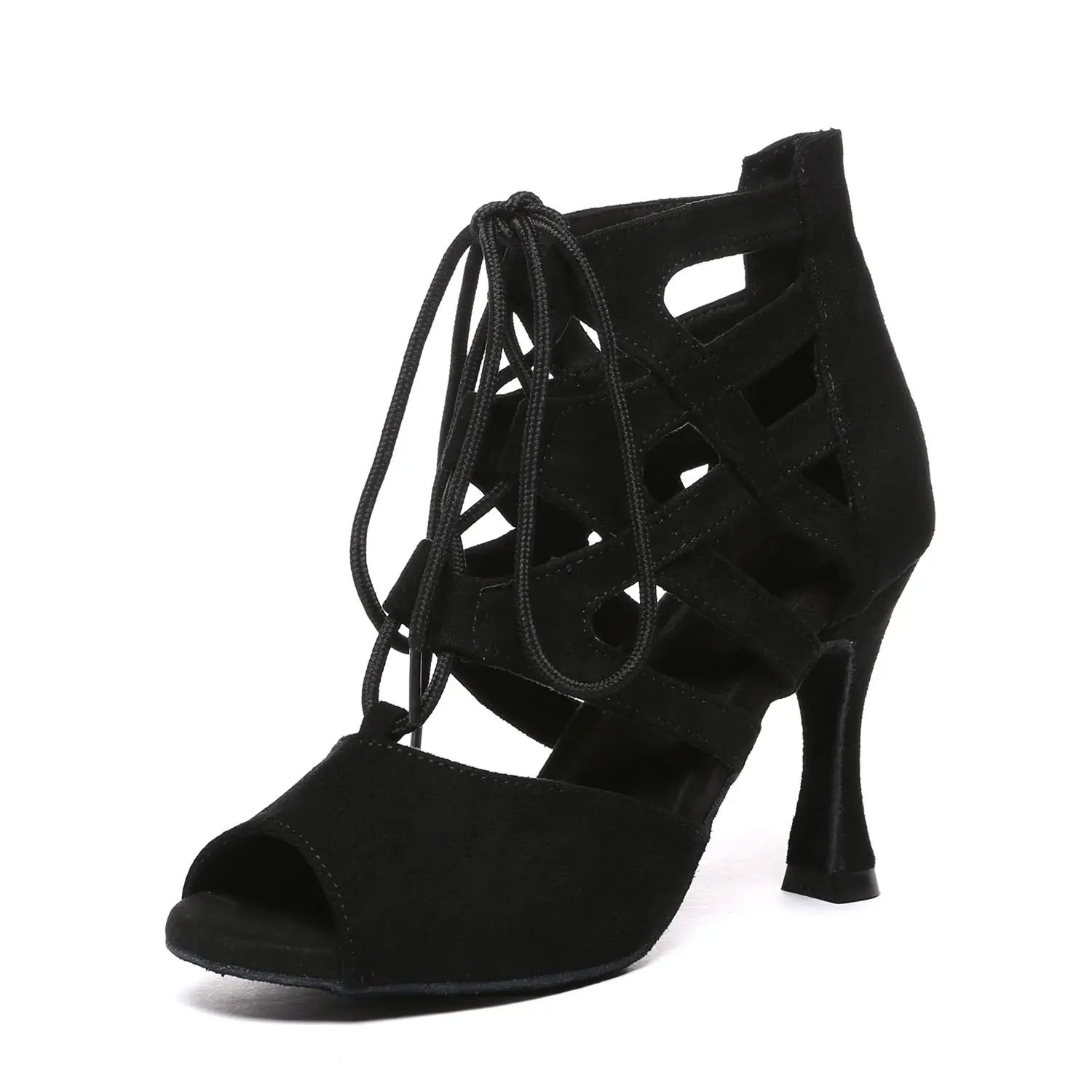 Women Latin Dance Shoes hollow out High-Heeled Party Shoes Ballroom Dance sandals Performance Dance boots Tango Salsa