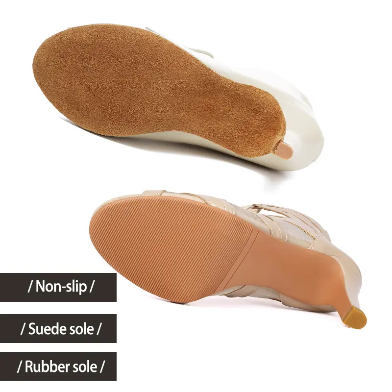 Sexy Stilettos Women Dance Shoes Leather+Mesh Dance Booties Girls Ladies Ballroom Salsa Boots High Heels Women Dancing Shoes