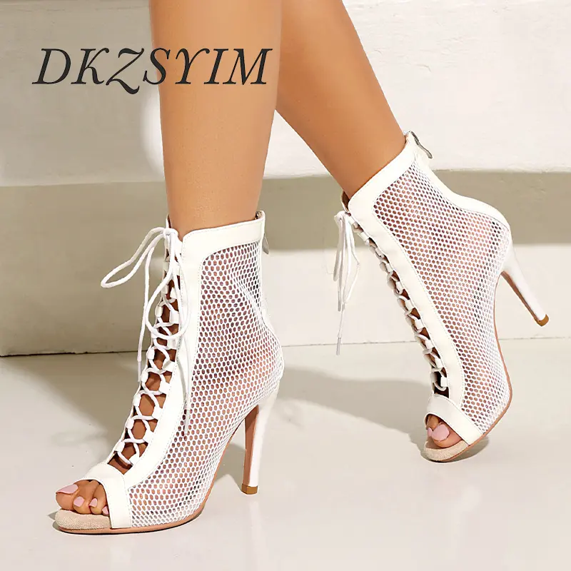 Sexy Stilettos Women Peep-Toe Dance Shoes Booties Girls Ladies Latin Salsa Boots High Heels Women Ballroom Dancing Shoes