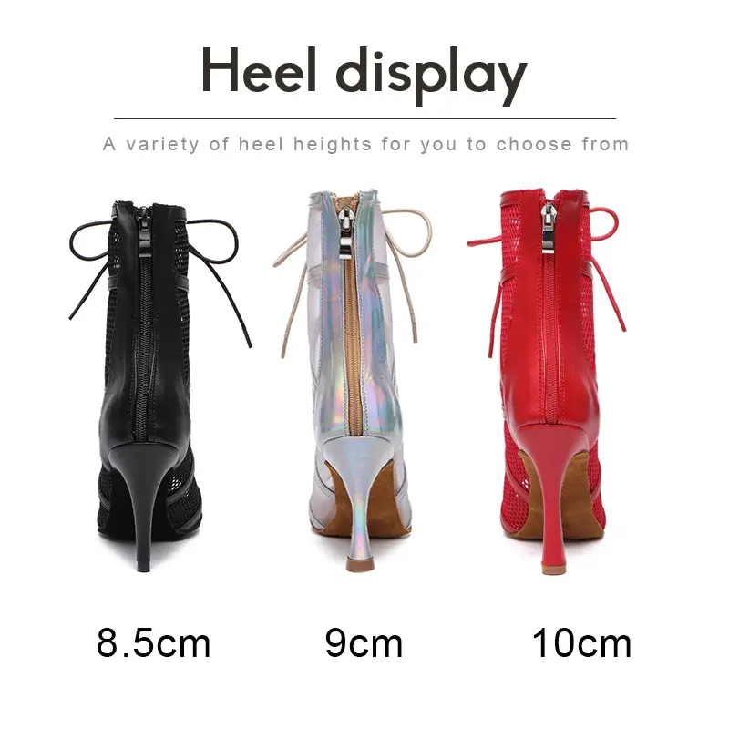 DKZSYIM Woman Dance Shoes Salsa Boots Black Sexy stilettos High Heels Party Dance Shoes Gilrs Soft Sole Ballroom Dancing Shoes