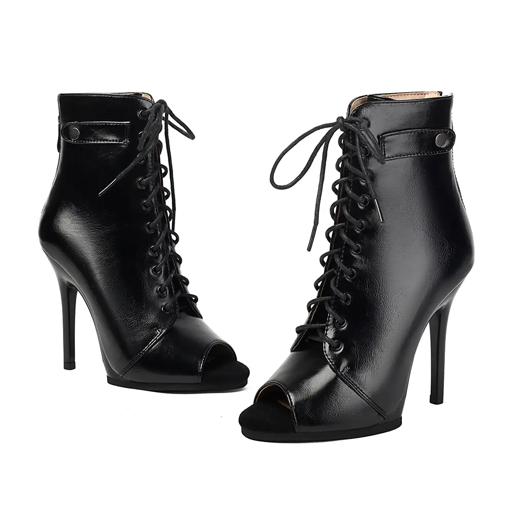 DKZSYIM Woman Dance Shoes lace-up Dance Booties for Ladies Dance Heels Ballroom Shoes Girls Women Sexy Stilettos Dancing Shoes