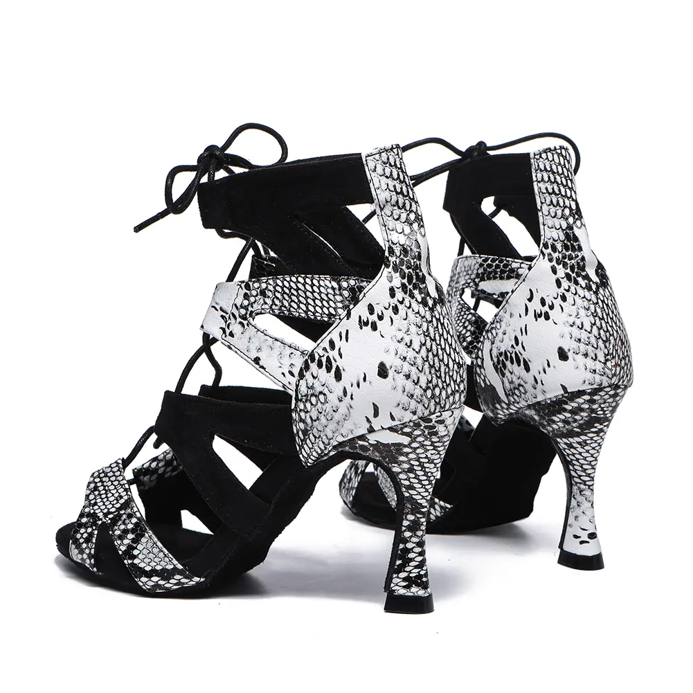 Women Latin Dance Shoes Black High-Heeled Party Shoes Ballroom Dance Boots Performance Dance boots Tango Salsa Dancing shoes