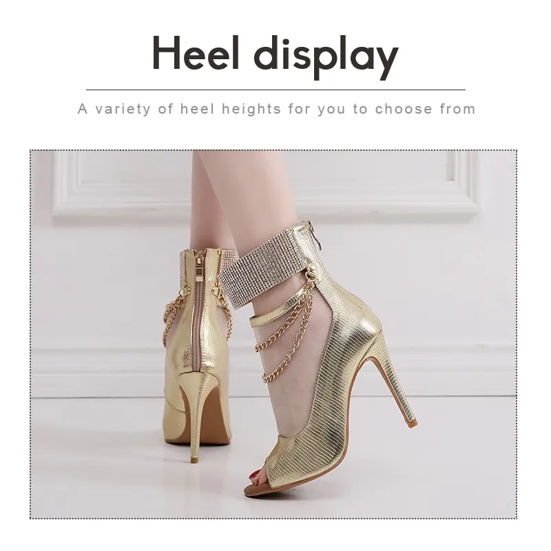 2025 New Women's Dance Shoes Gold Shining Stilettos Dance Boots Ladies Girls Salsa Party Shoes Woman Ballroom Dancing Shoes