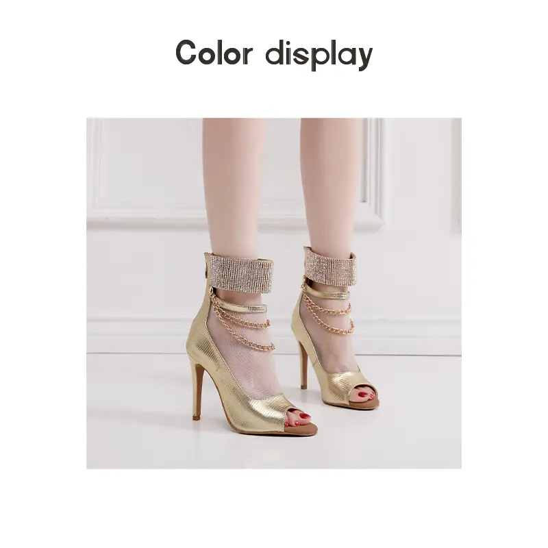 2025 New Women's Dance Shoes Gold Shining Stilettos Dance Boots Ladies Girls Salsa Party Shoes Woman Ballroom Dancing Shoes