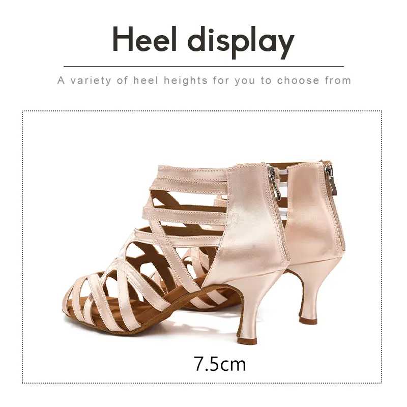 Women Latin Dance Shoes Silk Party Shoes Ballroom Dance Boots hollow-out Performance Dance boots Tango Salsa Dance Sandals