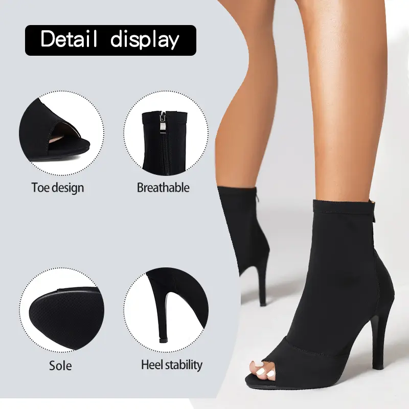 DKZSYIM Latin Dance Shoes Woman Sexy Stilettos Tango Boots Party Dance Booties Women's Dancing Shoes Ladies Ballroom Boots