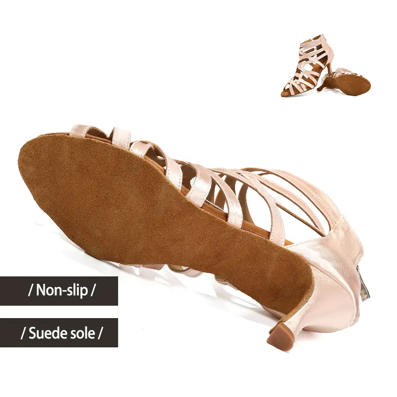 Women Latin Dance Shoes Silk Party Shoes Ballroom Dance Boots hollow-out Performance Dance boots Tango Salsa Dance Sandals