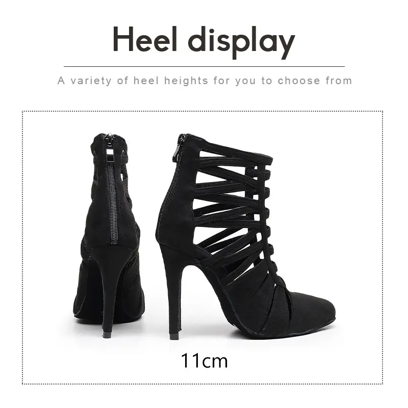 2025 New Sexy Women Black Dance Boots High Heels close toe Boots soft sole Girls Dance hall Women Dancing Shoes Sexy Stilettos