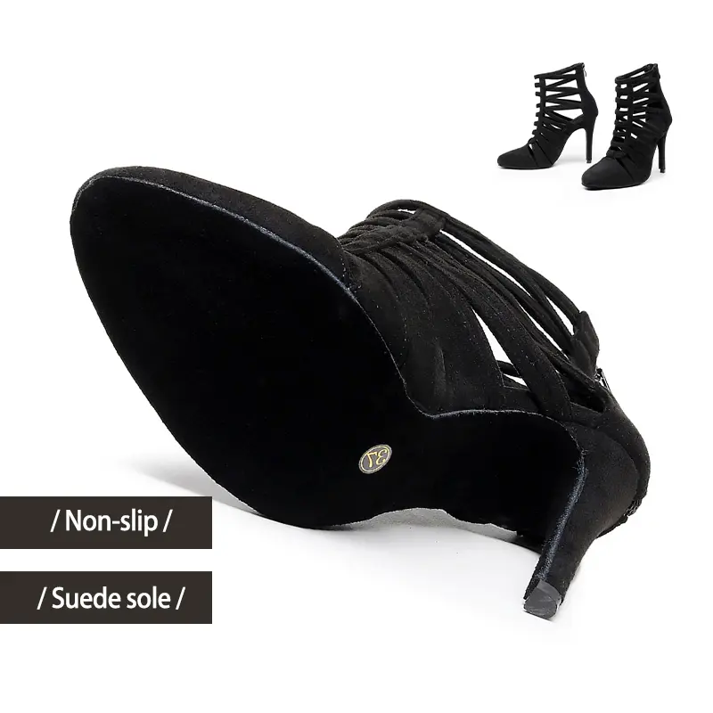 2025 New Sexy Women Black Dance Boots High Heels close toe Boots soft sole Girls Dance hall Women Dancing Shoes Sexy Stilettos