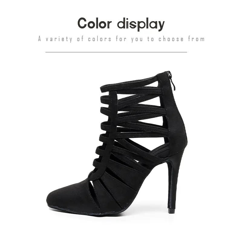 2025 New Sexy Women Black Dance Boots High Heels close toe Boots soft sole Girls Dance hall Women Dancing Shoes Sexy Stilettos