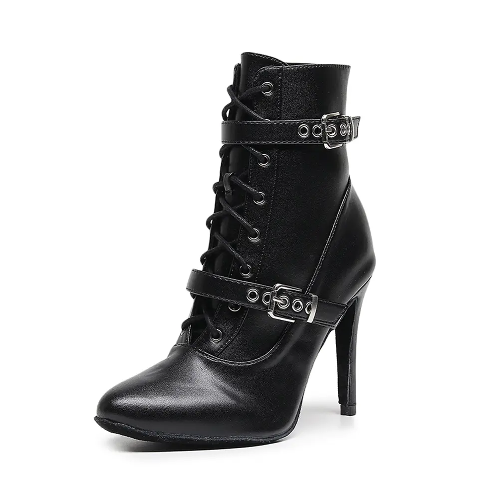 Woman Sexy Dance Boots Black Leather high-quality Dance Shoes Girls Dance Hall Boots Women Dancing Shoes Spring/Autumn/Winter