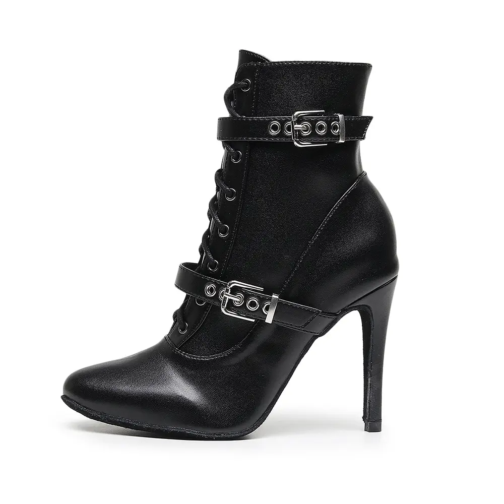 Woman Sexy Dance Boots Black Leather high-quality Dance Shoes Girls Dance Hall Boots Women Dancing Shoes Spring/Autumn/Winter