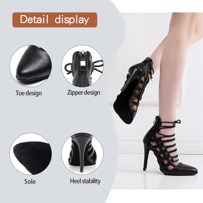 2025 New Sexy Women Black High Heels Lace-up Boots soft sole Dance Shoes Women Dancing Shoes Sexy Stilettos Booties Big Size