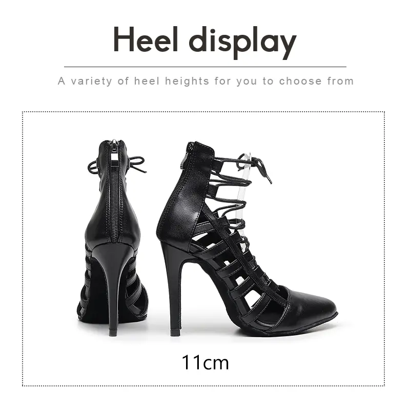 2025 New Sexy Women Black High Heels Lace-up Boots soft sole Dance Shoes Women Dancing Shoes Sexy Stilettos Booties Big Size