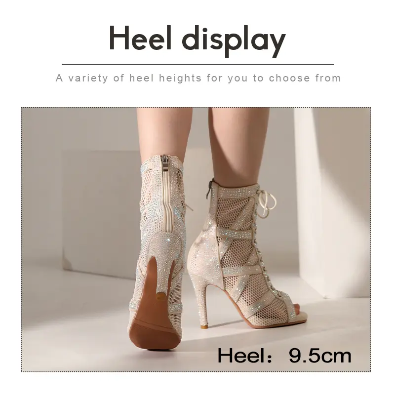 DKZSYIM Rheinstone Dance Shoe Sexy stilettos Women Latin Party Dance Booties Ladies Girls Salsa Tango Ballroom Dancing Shoes
