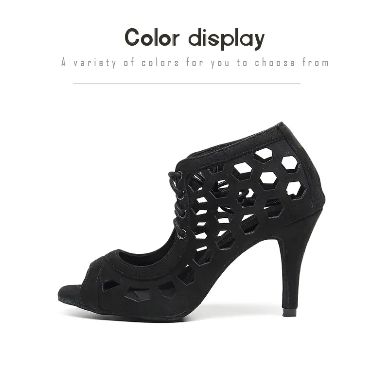 DKZSYIM ﻿New Women Black Latin Dance Shoes Peep-toe Ankle Boots Ladies Tango Ballroom Dancing Shoes Girls Sexy Dance Boots